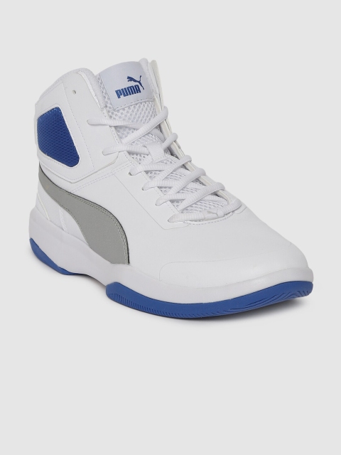 

Puma Men White Solid Rebound BBX Mid-Top Sneakers