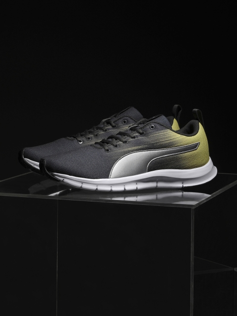 

Puma Men Grey & Yellow Level IDP Sneakers