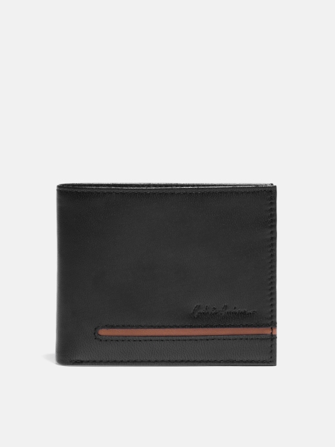 

Mast & Harbour Men Black Solid Leather Two Fold Wallet