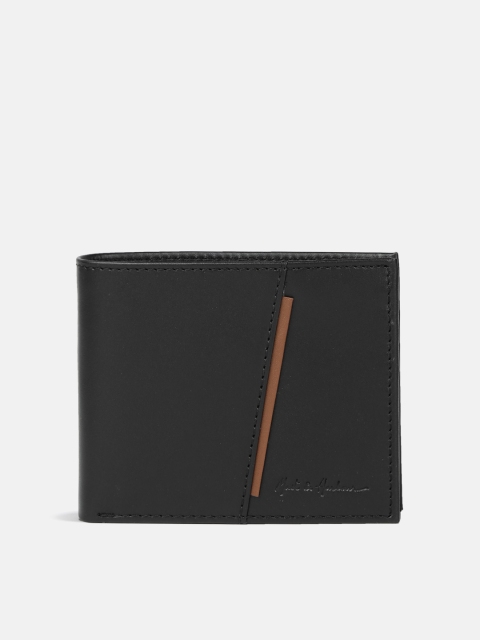 

Mast & Harbour Men Black Solid Leather Two Fold Wallet