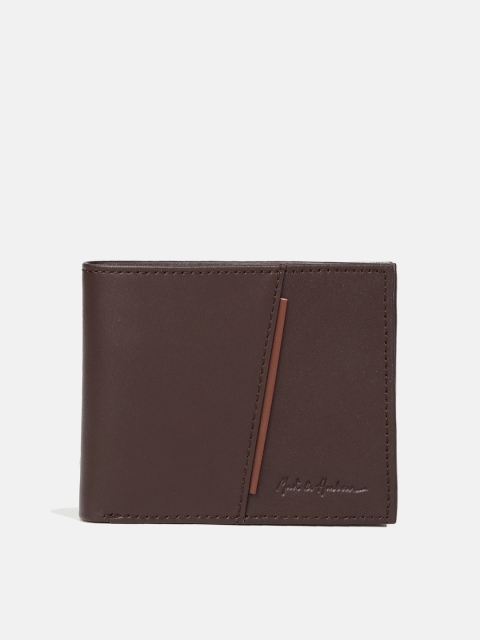 

Mast & Harbour Men Brown Solid Leather Two Fold Wallet