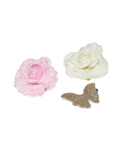 

Toniq Kids Girls Set of 3 Embellished Alligator Hair Clips, Cream
