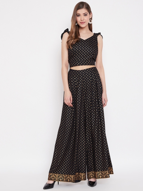 

MABISH by Sonal Jain Women Black & Golden Printed Top with Palazzos