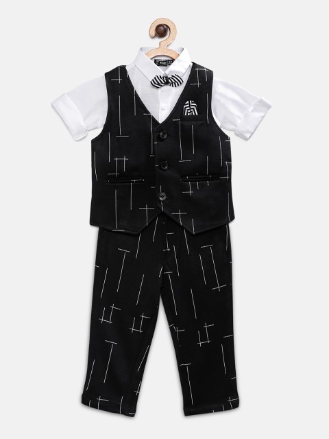 

Actuel Boys Black & White Printed Shirt with Trousers & Waistcoat
