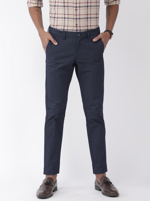 

Indian Terrain Men Navy Blue Kruger Skinny Fit Printed Regular Trousers