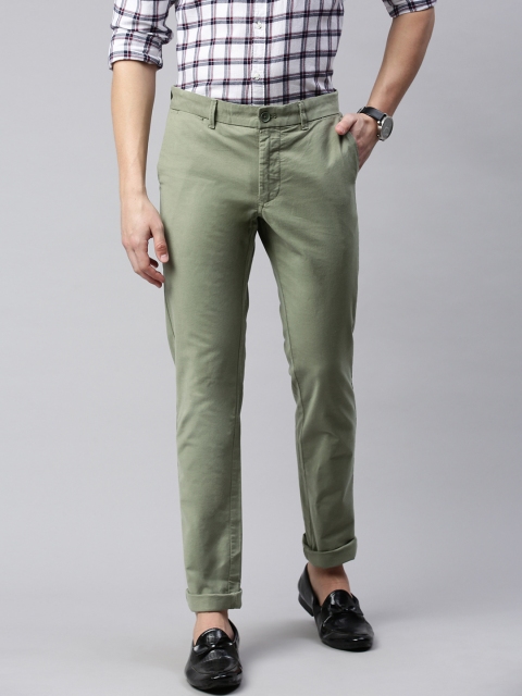 

Indian Terrain Men Olive Green Brooklyn Slim Fit Solid Chinos