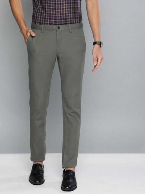 

Indian Terrain Men Grey Brooklyn Slim Fit Self Design Regular Trousers