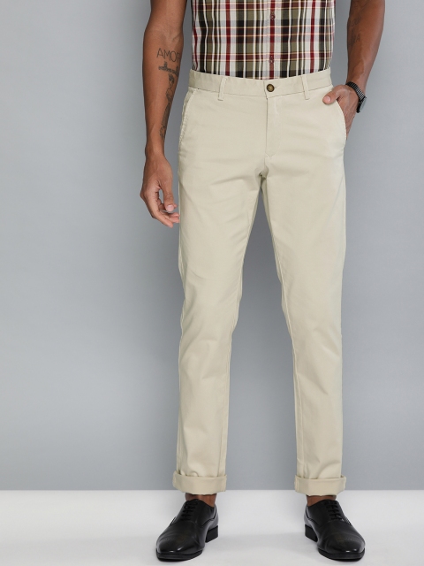 

Indian Terrain Men Beige Brooklyn Slim Fit Solid Smart Casual Trousers