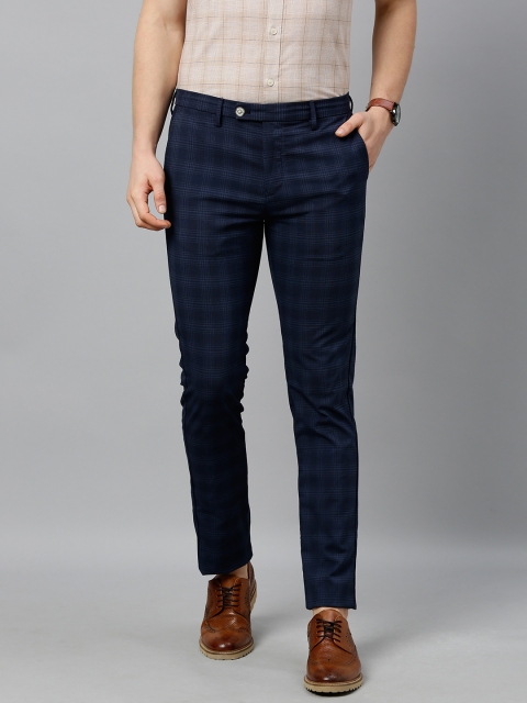 

Indian Terrain Men Navy Blue Brooklyn Slim Fit Checked Smart Casual Chinos