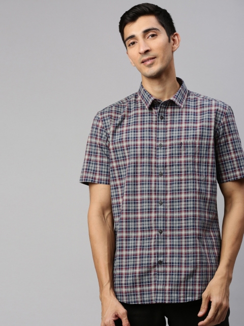 

Indian Terrain Men Blue & Red Slim Fit Checked Casual Shirt