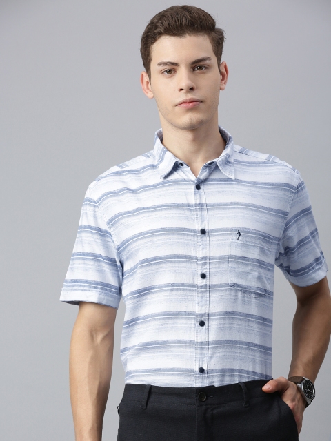 

Indian Terrain Men Blue Slim Fit Striped Casual Shirt
