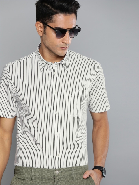 

Indian Terrain Men White & Black Slim Fit Striped Casual Shirt