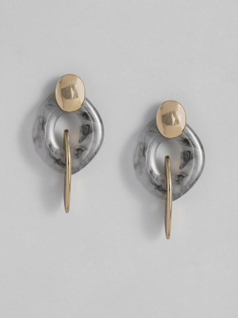 

Accessorize Grey & Gold-Toned Contemporary Drop Earrings