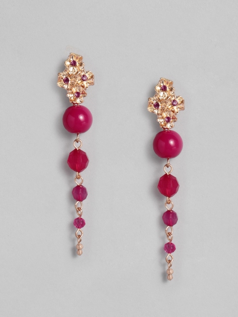 

Accessorize Fuchsia & Gold-Toned Circular Drop Earrings