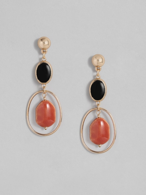 

Accessorize Orange & Gold-Toned Classic Drop Earrings