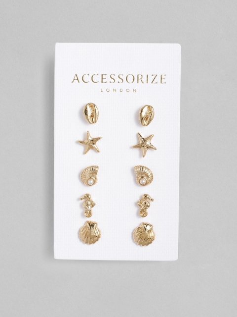 

Accessorize Set Of 5 Gold-Toned Quirky Studs