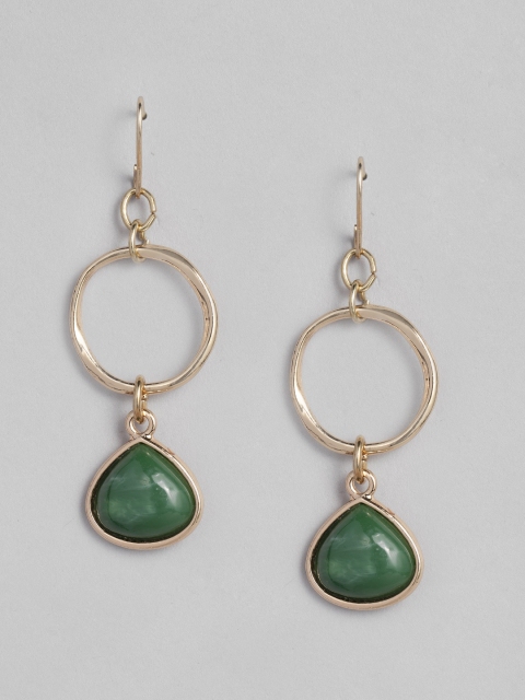 

Accessorize Gold-Toned & Green Geometric Drop Earrings