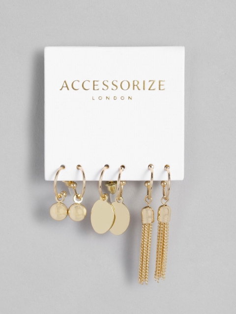 

Accessorize Set of 3 Gold-Toned Circular Half Hoop Earrings