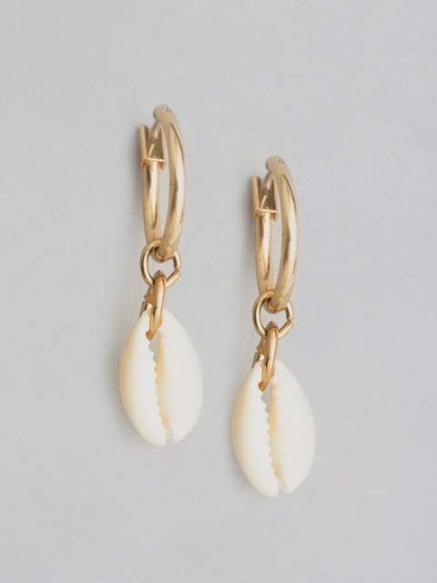 

Accessorize Gold-Toned & Off-White Circular Cowrie Shell Hoop Earrings