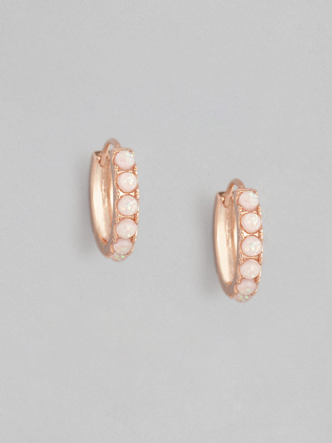 

Accessorize Rose Gold-Plated Circular Stone Studded Hoop Earrings