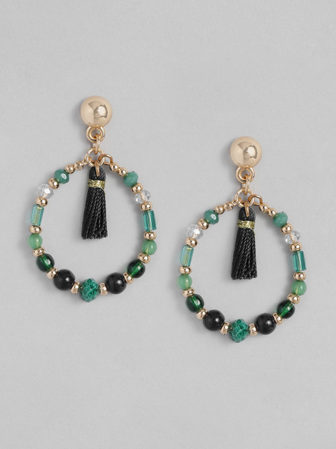 

Accessorize Green & Gold-Toned Beaded Circular Limoncello Beaded Drop Earrings