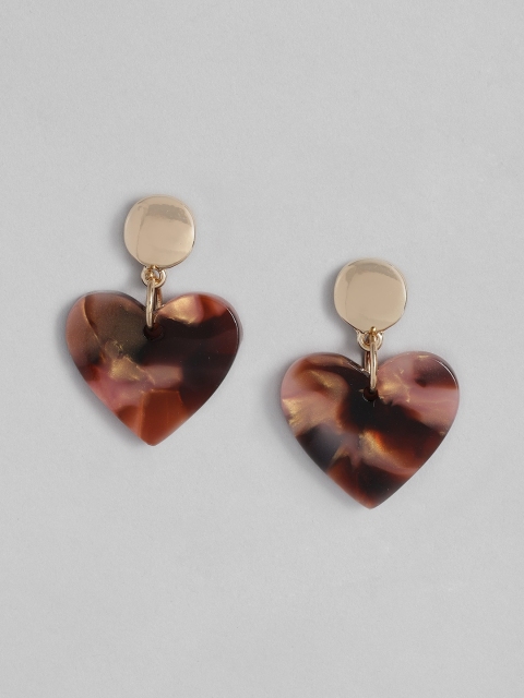 

Accessorize Pink & Gold-Toned Heart Shaped Drop Earrings