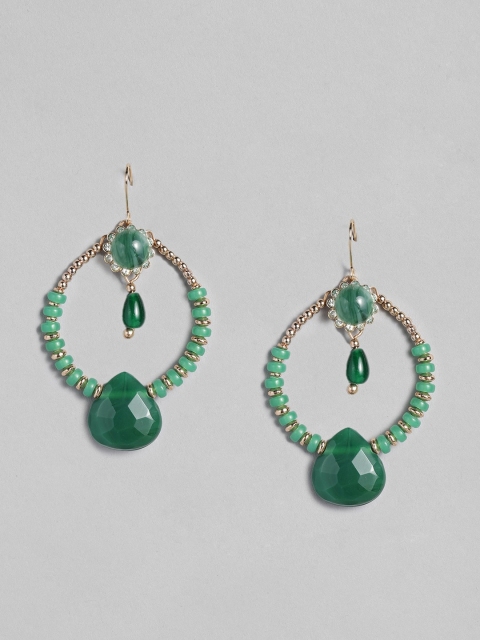 

Accessorize Green & Gold-Toned Classic Drop Earrings