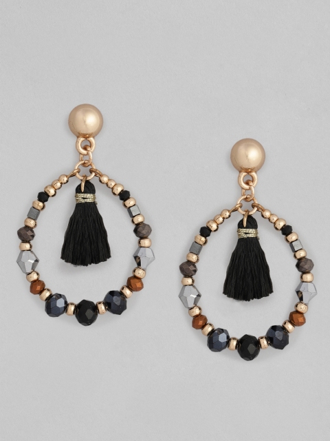 

Accessorize Gold-Toned & Black Contemporary Drop Earrings