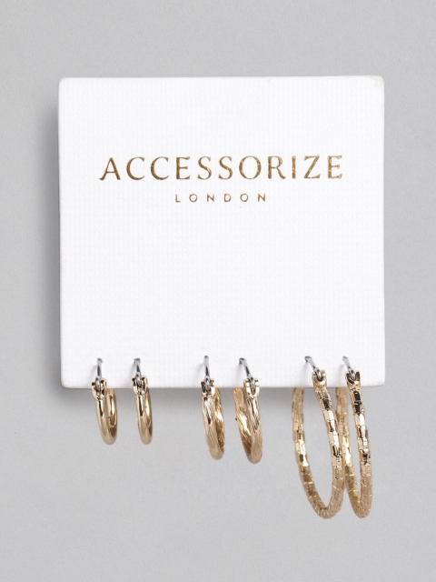 

Accessorize Gold-Toned Set of 3 Circular Hoop Earrings