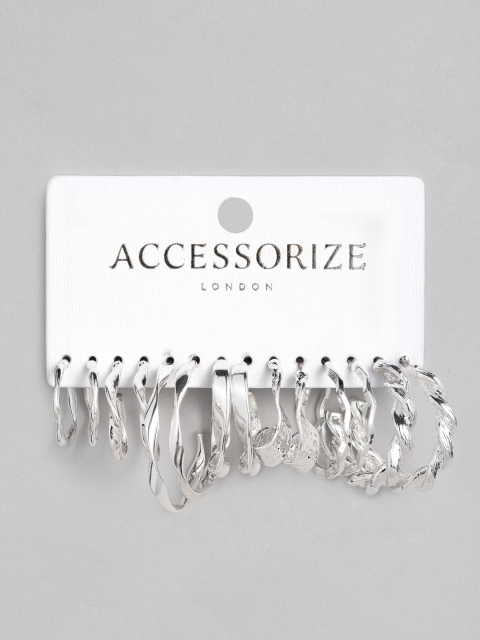 

Accessorize Set of 7 Silver-Toned Circular Half Hoop Earrings