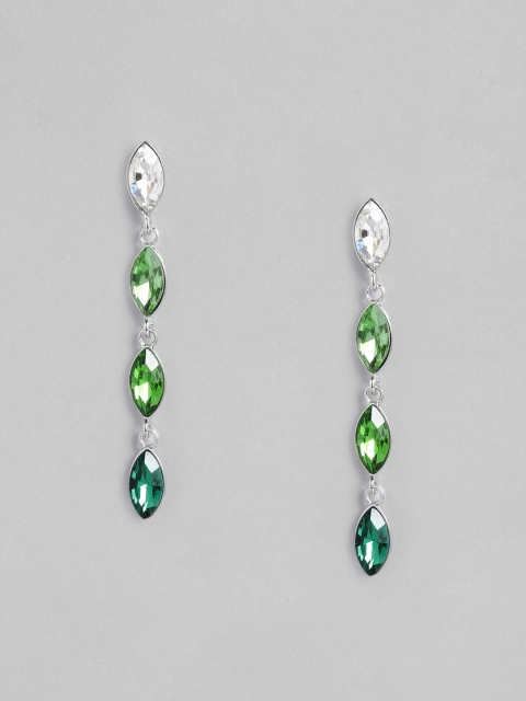

Accessorize Green & Silver-Toned Contemporary Drop Earrings