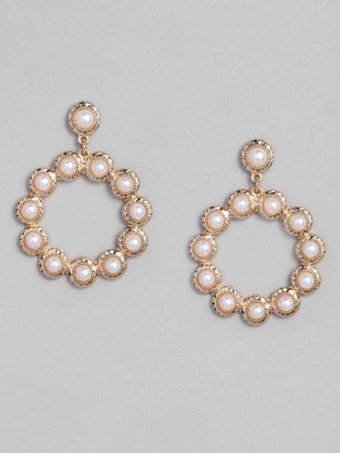 

Accessorize Gold-Toned & White Circular Drop Earrings