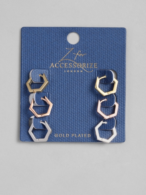 

Accessorize Women Gold-Plated Set of 3 Studs