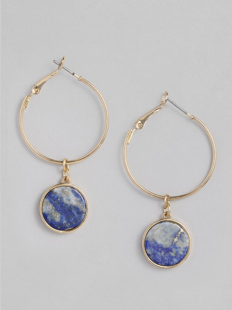 

Accessorize Blue & Gold-Toned Circular Drop Earrings
