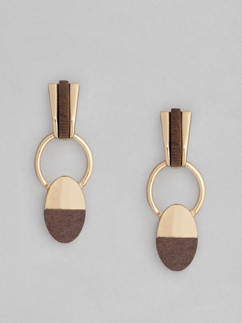 

Accessorize Brown & Gold-Toned Geometric Drop Earrings