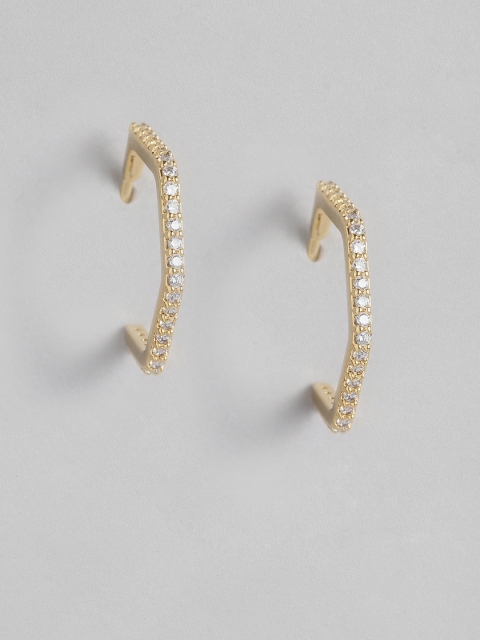 

Accessorize Gold-Plated CZ Studded Geometric Hoop Earrings