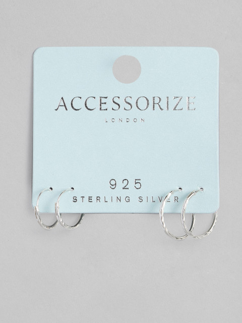 

Accessorize 925 Sterling Silver Set of 2 Hoop Earrings