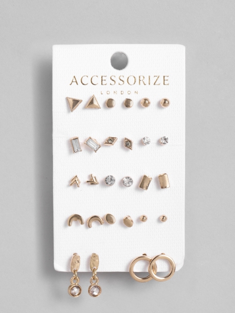 

Accessorize Set of 14 Gold-Toned Earrings