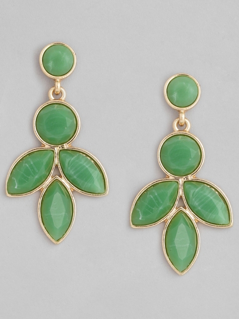 

Accessorize Gold-Toned & Green Floral Drop Earrings
