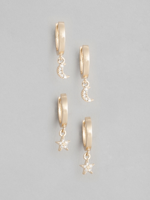 

Accessorize Set Of G2 Gold-Plated & CZ Studded Hoop Earrings