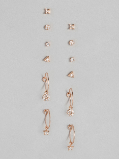 

Accessorize Set of 6 Rose Gold Plated & CZ-Studded Earrings