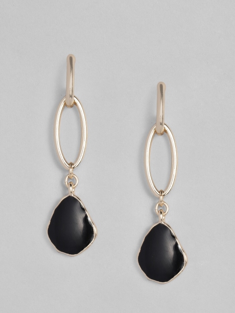 

Accessorize Black & Gold-Toned Classic Drop Earrings