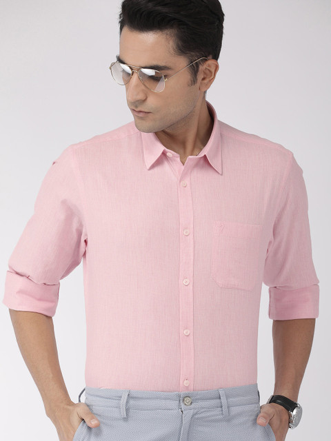 

Indian Terrain Men Pink Slim Fit Solid Smart Casual Shirt