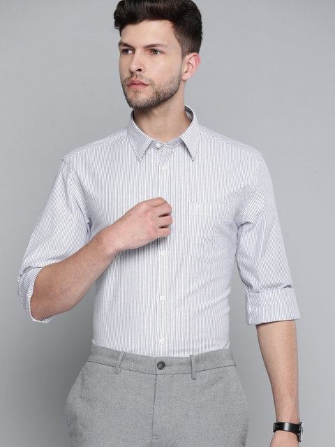

Indian Terrain Men White Slim Fit Striped Formal Shirt