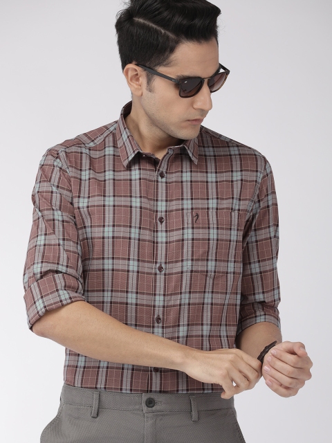 

Indian Terrain Men Maroon & Blue Slim Fit Checked Smart Casual Shirt