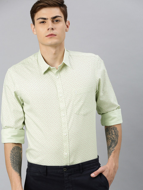 

Indian Terrain Men Green & Red Slim Fit Printed Smart Casual Shirt