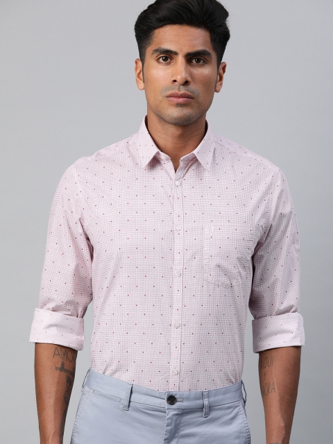 

Indian Terrain Men Pink & Burgundy Slim Fit Checked Smart Casual Shirt