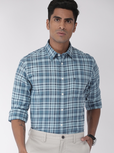 

Indian Terrain Men Blue Slim Fit Checked Smart Casual Shirt