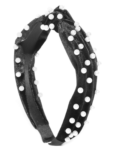 

Accessorize Black & White Velvet Finish Beaded Hairband