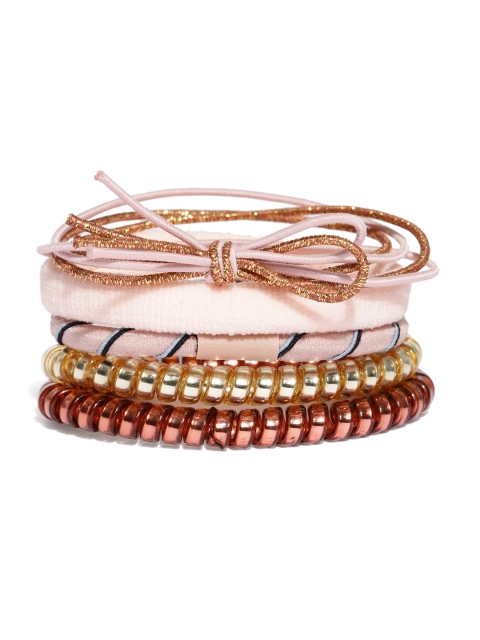 

Accessorize Women Set Of 5 Ponytail Holders, Pink